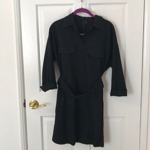 TopShop Black Belted Shirt Dress